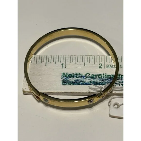 NWT Ann Taylor gold-tone hinged bangle bracelet with crystal accents - Picture 3 of 7